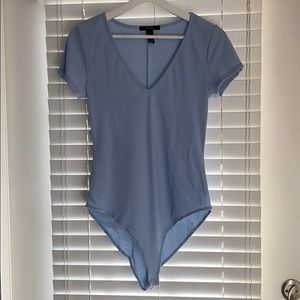 F21 blue ribbed one piece top